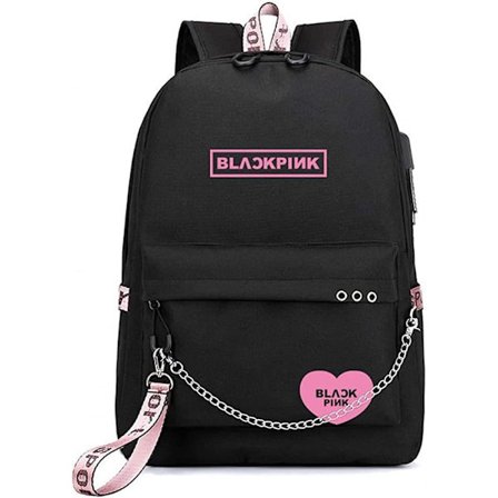 Blackpink Ryggsekk, USB Oppladbar Ryggsekk, Skoleryggsekk for Studenter