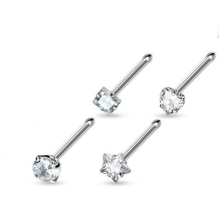 1 St. Näspiercing I 316l Stål Med 3 Mm Cubik Zirkon 4 Rund