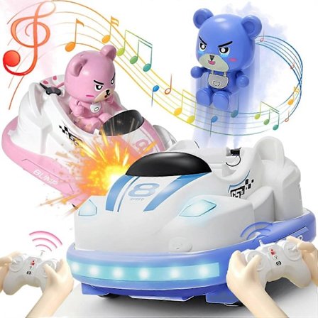 2 stk. RC Multiplayer Fjernstyret Rocker med Udstyrbare Dukker, Musik og Sprøjt, Bil Fjernstyret Legetøj Kollision til Drenge og Piger 6+