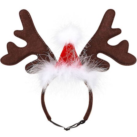 Hodebøyle med Hjortegevir, Julenisselue, Hunde-juleantrekk, Reinsdyr-hodebøyle til Hund, Julehodebøyle til Kjæledyr, Reinsdyrgevir til Hund
