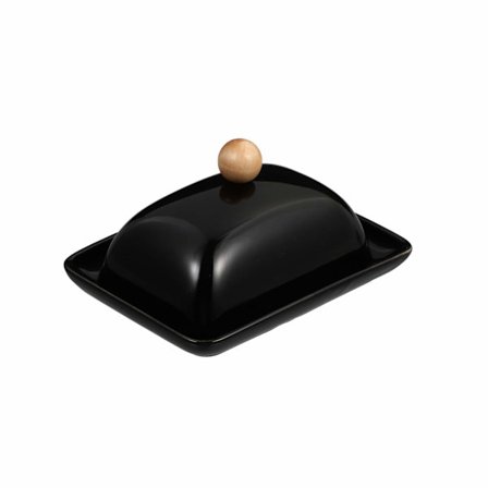 Smørskål med lokk, smørbeholder i keramikk, smørholderbeholder for kjøkkenbenk