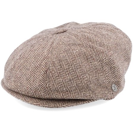 Jaxon & James - Herringbone Newsboy Cap Brown Flat Cap Flatcap Brown Cap - @ Hatstore