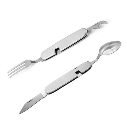 HALIN 2 stk/ sæt Campingbestik Rustfrit stål kniv gaffel ske Sølv one size