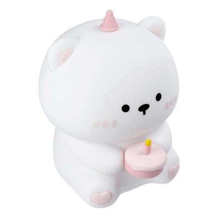 LED Nattlampa Tryck Birthday Teddy Bear Art Deco - Vit