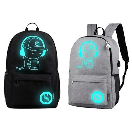 Tilbake til skolen-tilbud Anime Luminous Backpack Daypack Under 15,6 tommer med USB-ladeport og låseskoleveske Tilbake til skoletilbehør