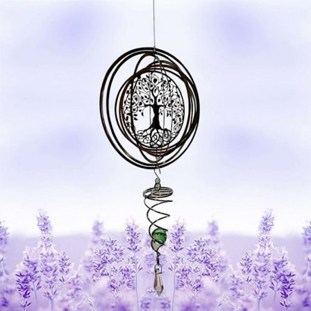 (Elämän puu) 3D-metalliset tuulikellot riippuvat, spiraali tuulikello,