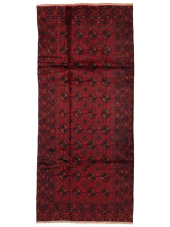 Anudada A Mano Belouch Alfombra 128X285 De Lana Negro/Rojo Oscuro Pequeño