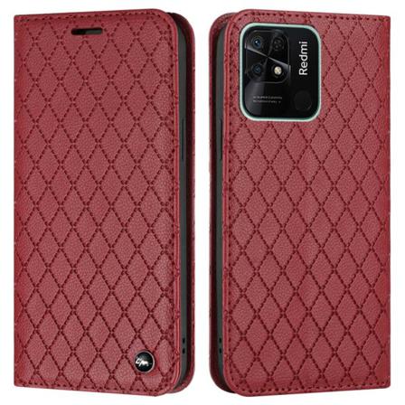 Xiaomi Redmi 10c Romb Litchi Plånbok - Röd Röd