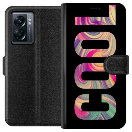 Kompatibelt Plånboksfodral till OnePlus OnePlus Nord N300 Modern typografisk konst med ordet LOVE i flytande regnbågsfärger mot svart bakgrund med