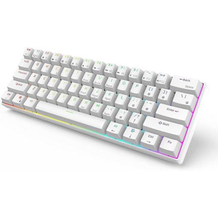 Rk Rk61 Rgb Trådløs/kablet 60 % kompakt mekanisk tastatur, 61 taster Bluetooth Lille bærbart gaming kontortastatur, velegnet til Windows og Mac Hvid