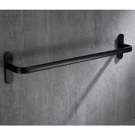 Romstenger i rommet i aluminium, håndklestang for bad, baderom og baderomsmøbler (enkelt håndklestang - svart maling),