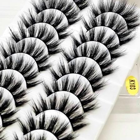 10-par Lösögonfransar - 3d Faux Mink (k-103) + Gåva Svart
