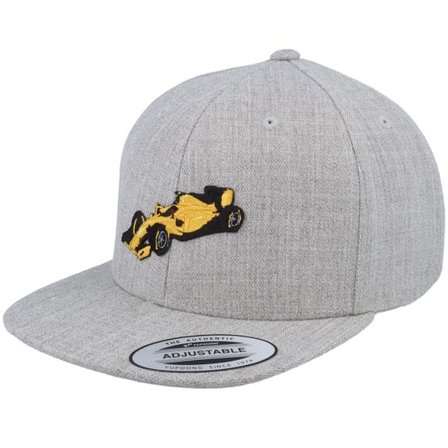 Kiddo Cap - Grå snapback Keps - Yellow Racing Car Heather Grey Snapback @ Hatstore