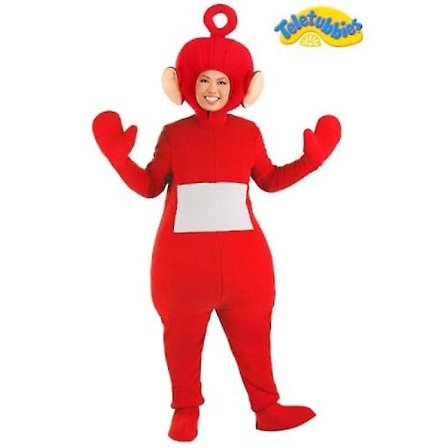 2024-voksen Tinky Winky Teletubbies-kostyme for Halloween Cosplay Carnivail-festantrekk for menn og kvinner S