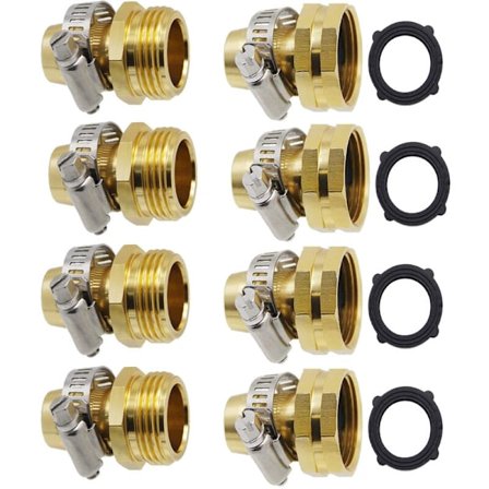 4 stk/sett hageslange reparasjonskobling med klemmer hann- og hunnhageslangekoblinger