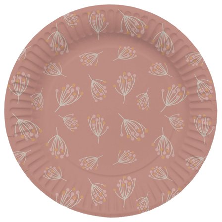 Papperstallrikar Blomning Rosabrun 8-pack