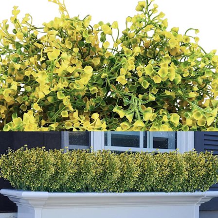 12 Bundter (Gule) Kunstige Blom Buske Falske Planter Buske