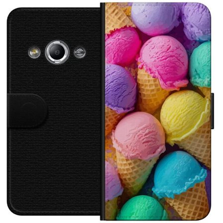 Kompatibel Tegnebogsetui til Samsung Galaxy Xcover 3 Rainbow Is motiv med farverige is i vaffel, sød, farverig og sommerlig dessertmotiv