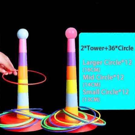 Ringkastningsspil til børn, perfekt til udendørs- og indendørsleg med familien - Legetøj til haven [DB] 2xTower 36xCircle