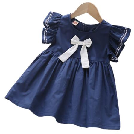 Kid Baby Girl Rosett Volang College Kjol Sommar Casual Klänning