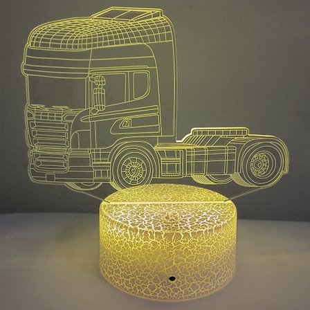 3D Kuorma-auto Traktori Auto Yövalo Pöytävalaisin Optinen Illuusio Lamput 7 Värin Vaihtava Valo LED Pöytävalaisin