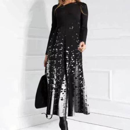 Kvinnor Vintage Maxiklänningar Sfloral Print Swing V Neck Lång Klänning
