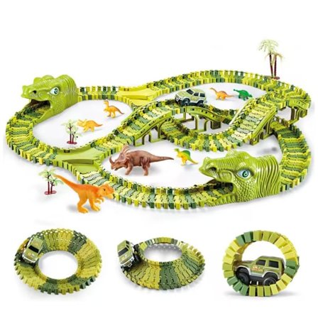 Stor Bilbane for Barn - Dinosaur 240 deler – Stort lekesett bil & dinosaurer