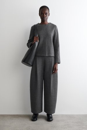 COS Button-Detail Boiled-Wool Sweatshirt in Grey - Women
