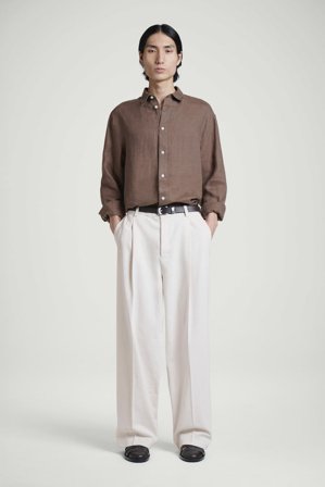 COS Herren Hose Aus Denim Mit Weitem Bein Und Bügelfalten - Weiss