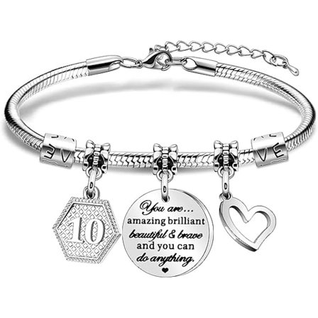 Födelsedagspresenter för Kvinnor Flickor Armband 10-årsdagspresent till Dotter Systerdotter Syster Vän Tonårsflicka Faster