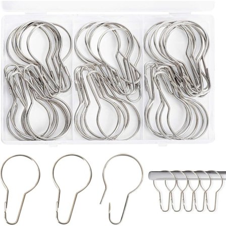 40 Stykker Bruseforhængsringe, Bruseforhængsringe, Forhængsringe, Bruseforhængsring, Bruseforhængsring til Badeværelse, Stue, Soveværelse (Sølv)