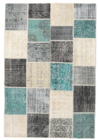 Tapis Patchwork 159X233 Gris/Beige (Laine, Turquie)