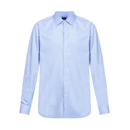 Giorgio Armani - Skjortor - Blå - Herr - Storlek: L, Herr, Storlek: L