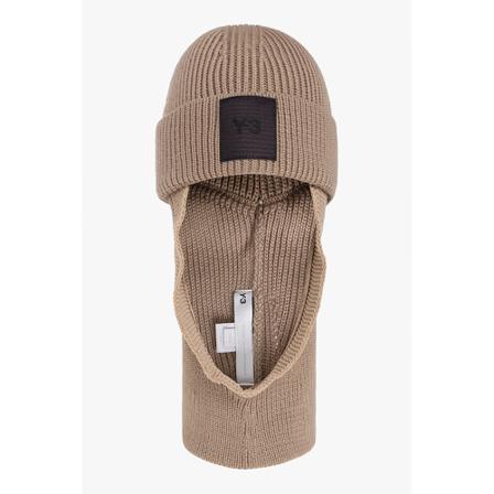 Y-3, Wool balaclava with logo Beige, Heren, Maat:ONE Size