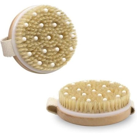 Tør børste til kroppen - Vildsvinehår - 2 stk. - Eksfolierende - Anti-cellulite - Lymfedrænage