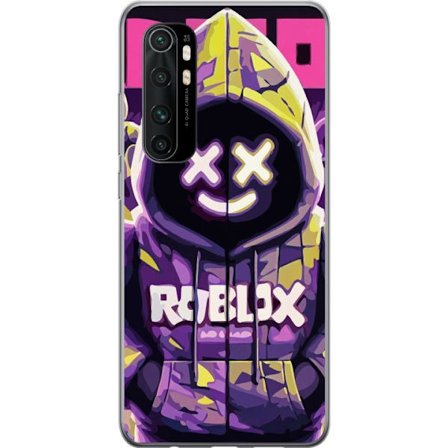 Kompatibel Mobilcover til Xiaomi Xiaomi Mi Note 10 Lite Farverig Roblox-inspireret hættekarakter med neonfarver og maske, digital spilleillustration