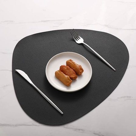 43x36 cm Nahkainen Pöytätabletti Länsimainen Tabletti Helppo Puhdistaa Kolmio (Musta)