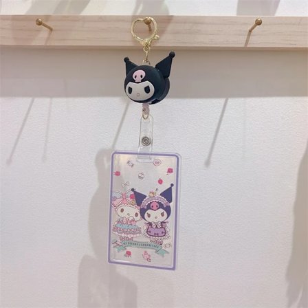 Kuromi Kitty Kawaii Tecknad Transparent Bank Identitet Buss ID Kreditkortshållare Fodral Infällbar Brickhållare Visitkort