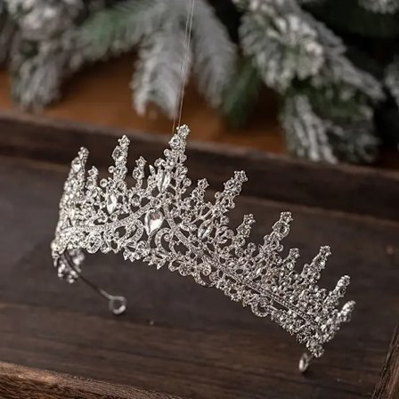 Korean Luxury White Crystal Crown Hair Accessories Tiara Women Wedding Rhinestone Bridal Silver Color Crown Hair Fashion Jewelry