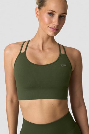 ICANIWILL - Ribbed Define Seamless Sports Bra Dark Khaki Green - Dame - ICIW