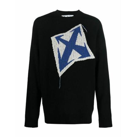 Off White, Round-neck Knitwear Zwart, Dames, Maat:M