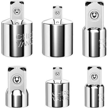 Hylsadapterset, spärradapter, hylsadaptrar, adapter 1/4" till 3/8", 1/2" till 3/8", 3/8" till 1/4", 3/8" till 1/2", 1/2" till 1/4", 1/4" till 1/2" för