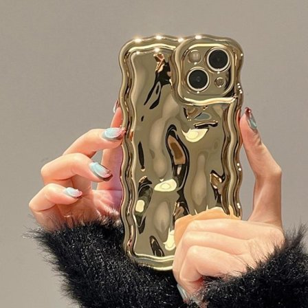 2025 Senaste Modell Kompatibel med iPhone skal, 3D meteorit bubbelmönster elektroplätering glitter lock våg ram, mjuk TPU stöttålig, G