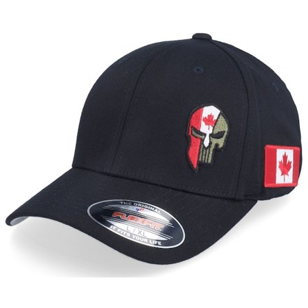 Army Head - Canada Army Skull Black Wooly Combed Flexfit Flexfit Black Cap - @ Hatstore