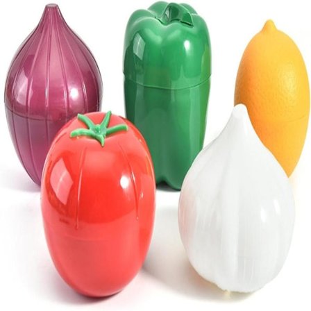 5 stykker Køleskab Grøntsagsopbevaring, Tomat Løg Opbevaringsbeholder, Frugt Mad Køkkenboks med Låg, Genanvendelig Grøntsag Lime Frisk Opbevaringsboks