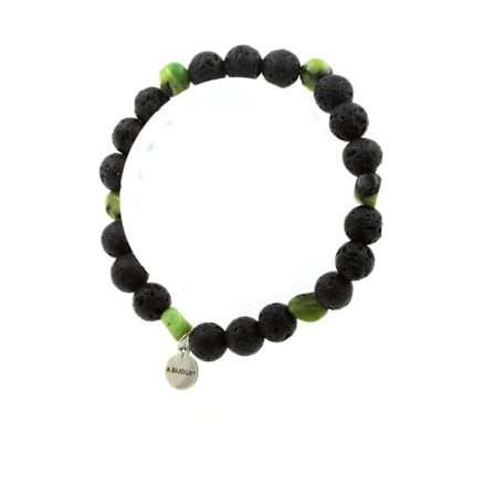 Kivet ja Mineraalit. Nephrite Jade Rannekoru Xiuyan Kiinasta + 8 mm laavahelmiä. Tehty Ranskassa.