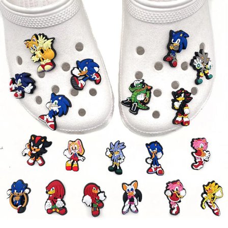 19 stk Sonic-serie hullsko-sko blomster, avtagbar hullsko dekorativ spenne