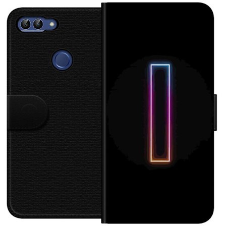 Kompatibelt Plånboksfodral till Huawei Huawei P smart Minimalistisk neonbokstav I i regnbågsfärger mot mörk bakgrund