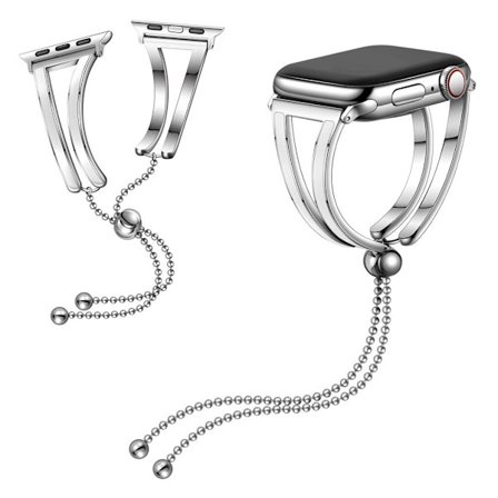 Apple Watch Series 6 / 5 44mm fashionable rostfritt stål klockarmband - silver / vit