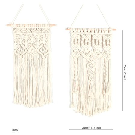 2-delt blondevægophæng - Boheme-stil indretning - Chic vævet gobelin - Smuk hjemme-, soveværelses- og bryllupsindretning - 75 cm (L) x 35 cm (B)